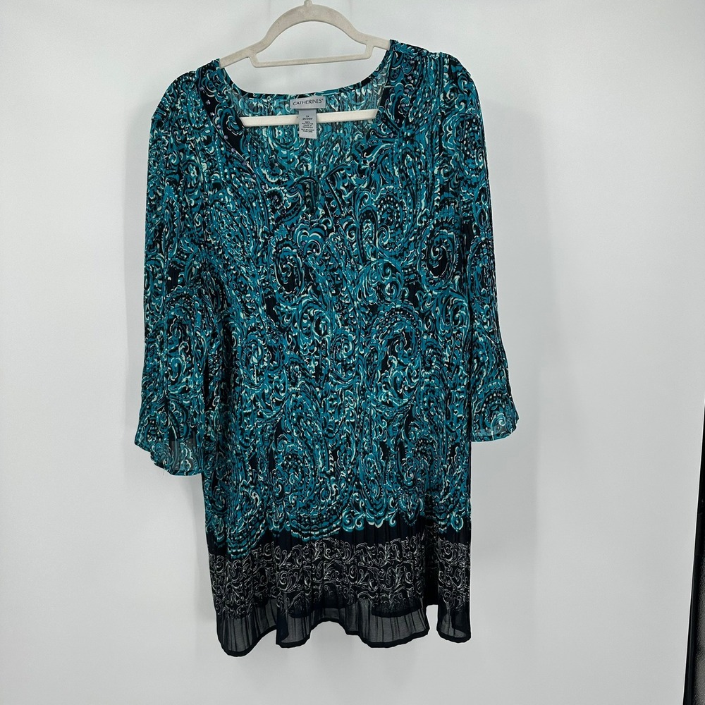Catherines Womens Boho Paisley Tunic Top Size 3X Coastal Resort Plus‎ Size Flowy